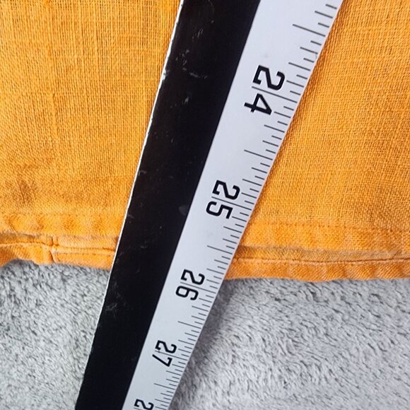 Womens Orange Lauren Ralph Lauren 100% Linen Blouse Top 3/4 Sleeves button up XS - Picture 9 of 10